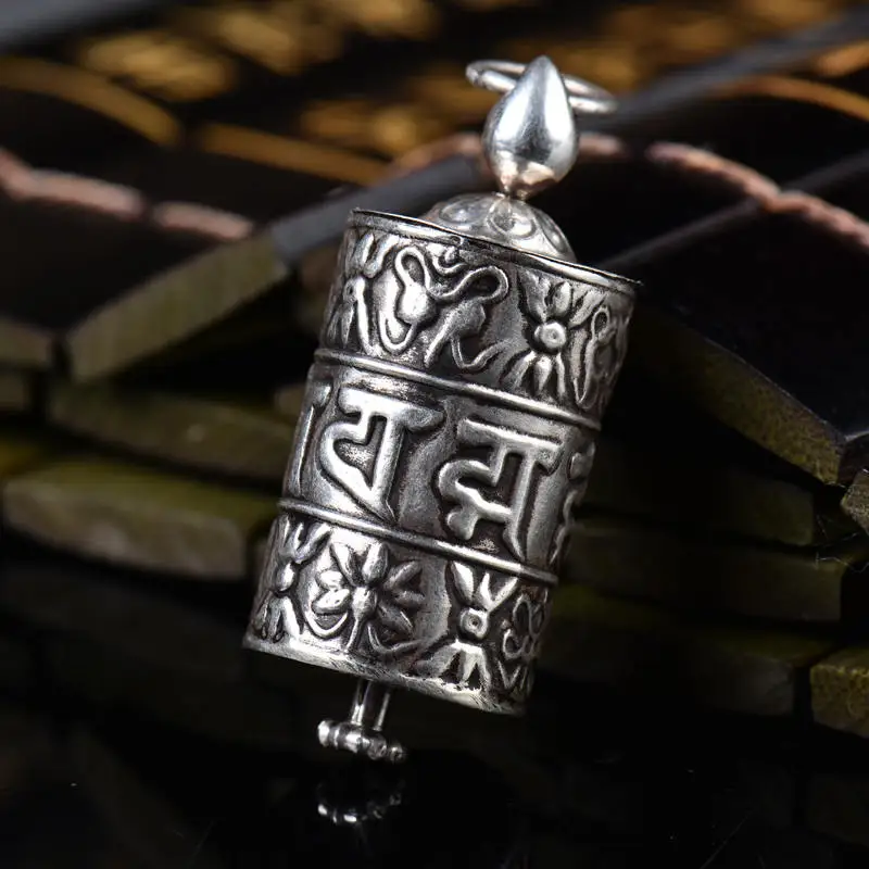 T9176 Tibetan Mantras Prayer Box Amulet Nepal 925 sterling silver Tibet Mani Wheel Pendants Babao 
T9176 Tibetan Mantras Prayer Box Amulet Nepal 925 sterling silver Tibet Mani Wheel Pendants Babao