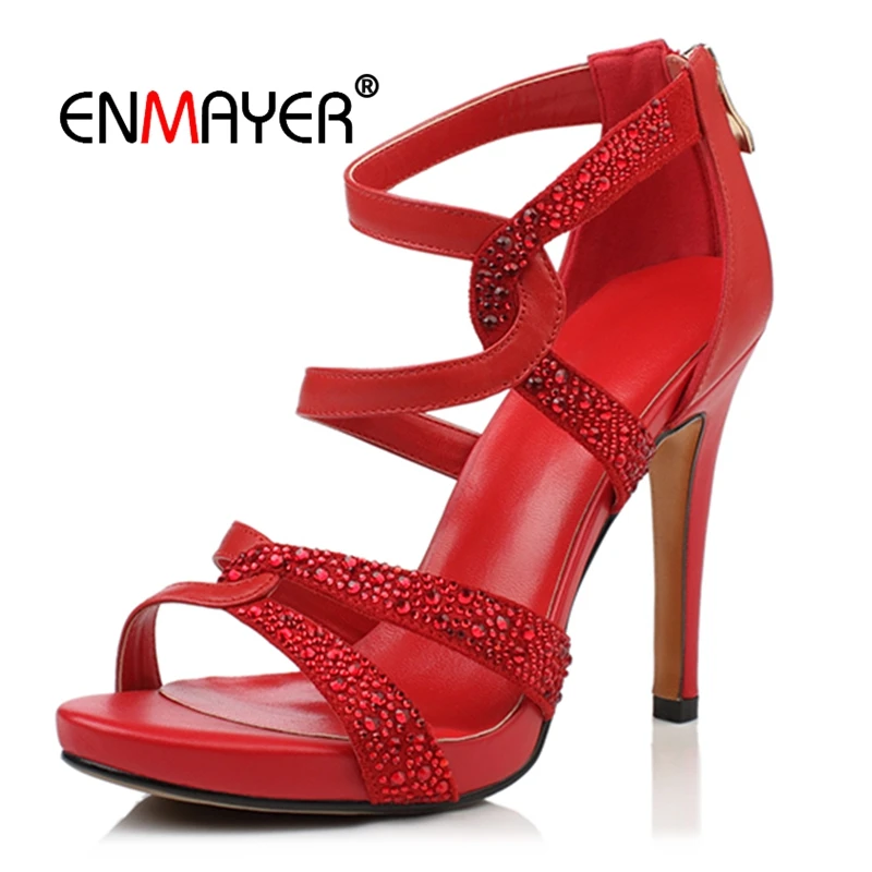ENMAYER Genuine Leather Basic Casual Women High Heel Sandals Zip Zapatos De Mujer Womans Shoes Size 34-39 LY748
ENMAYER Genuine Leather Basic Casual Women High Heel Sandals Zip Zapatos De Mujer Womans Shoes Size 34-39 LY748