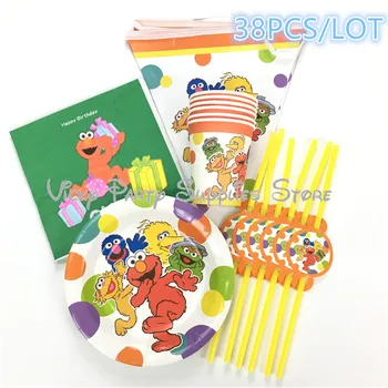 38pcs/lot Sesame Street Theme Disposable Tableware Set Cartoon Animals Birthday Baby Shower Plate Cup Party Decoration Supplies
38pcs/lot Sesame Street Theme Disposable Tableware Set Cartoon Animals Birthday Baby Shower Plate Cup Party Decoration Supplies