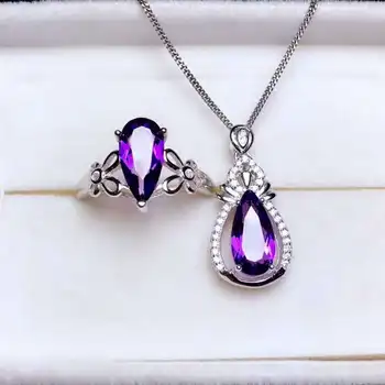 Fidelity Natural 6*12mm purple crystal s925 sterling silver fashion fine jewelry sets for women natural gemstone ring Pendant
Fidelity Natural 6*12mm purple crystal s925 sterling silver fashion fine jewelry sets for women natural gemstone ring Pendant