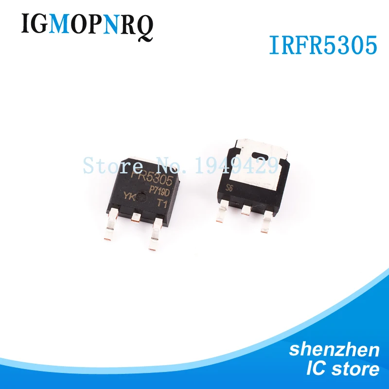 10 шт. новинка IRFR5305TRPBF IRFR5305 TO-252 FR5305 MOSFET 1 P-CH -55V HEXFET 65mOhms 42nC | Электронные компоненты и