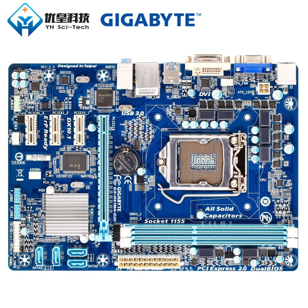 Оригинальная Материнская плата Gigabyte для настольного ПК с процессором Intel H61 LGA 1155