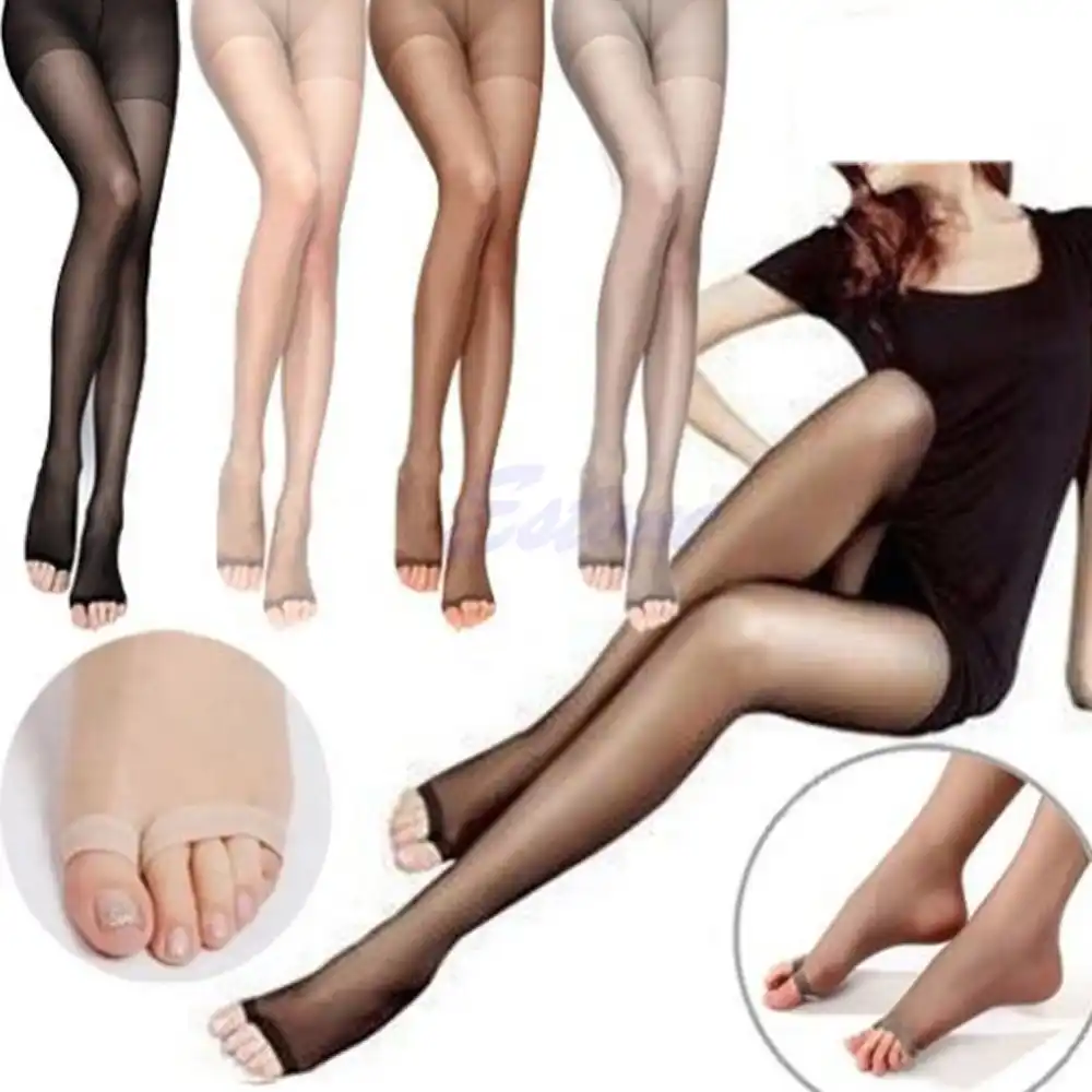 Sexy women Open Toe Sheer Ultra Thin TightsSocks Pantyhose ...