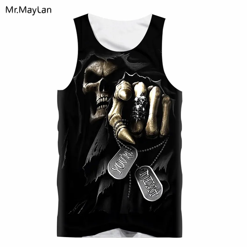 Cool 3D Print Skulls Punisher Grim Reaper Black Tank Top Men Casual Vest Hiphop Streetwear Tops Sleeveless Boy Clothes Drop ship
Cool 3D Print Skulls Punisher Grim Reaper Black Tank Top Men Casual Vest Hiphop Streetwear Tops Sleeveless Boy Clothes Drop ship