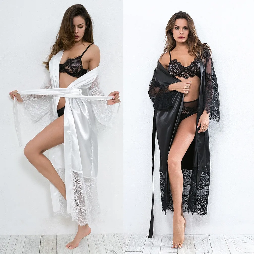Women Sexy BathRobe Long Sleeve Plus Size Wedding Spring Summer Nightgown Robes Lace Wimen Sleep Beach Spa Night Belt Sleepwear
Women Sexy BathRobe Long Sleeve Plus Size Wedding Spring Summer Nightgown Robes Lace Wimen Sleep Beach Spa Night Belt Sleepwear