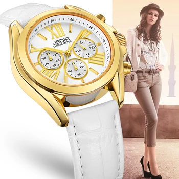 Women's Chronograph Luminous Hands Date Indicator White Genuine leather Strap Quartz Wrist Watches Lady Rose Gold orologio donna
Women's Chronograph Luminous Hands Date Indicator White Genuine leather Strap Quartz Wrist Watches Lady Rose Gold orologio donna