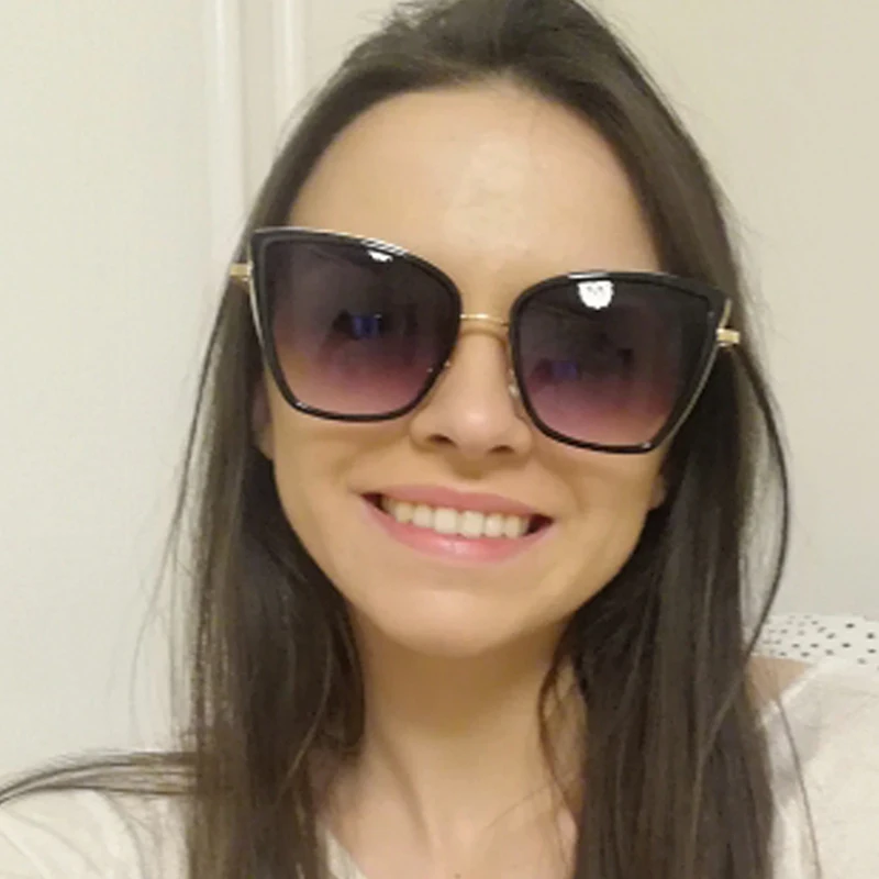 Женские солнцезащитные очки кошачий глаз винтажные металлические с