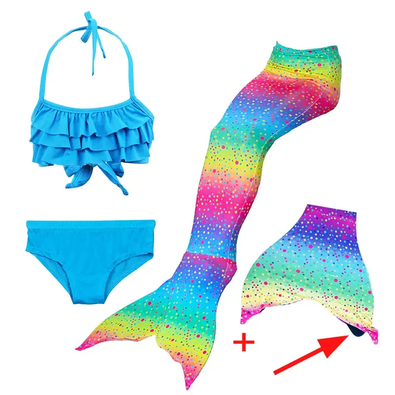 Детский женский костюм русалочки купальник с бюстгальтером трусиками хвостом и