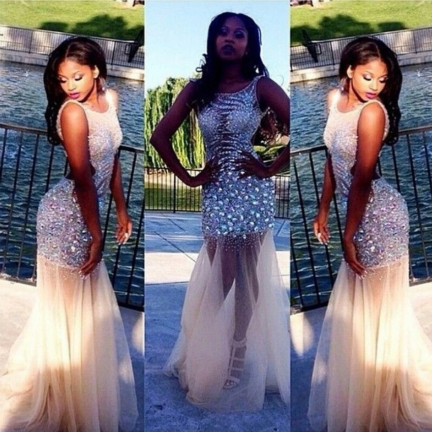 Luxurious Sparkling Stones ballkleider Long Prom Dresses Mermaid in Dubai Sheer Tulle Floor Length Sexy Women Prom Gown
Luxurious Sparkling Stones ballkleider Long Prom Dresses Mermaid in Dubai Sheer Tulle Floor Length Sexy Women Prom Gown