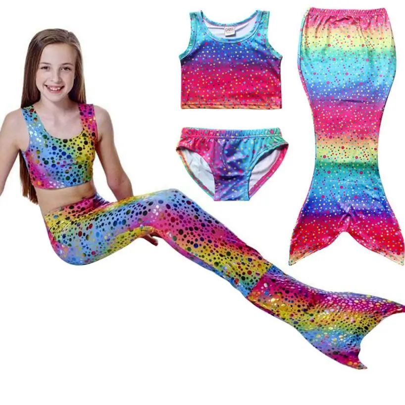 2018 3PCS mermaid Bather suit Girl Kids dot print Gradient color Swimmable Bikini Set Bather Suit Fancy Costume
2018 3PCS mermaid Bather suit Girl Kids dot print Gradient color Swimmable Bikini Set Bather Suit Fancy Costume