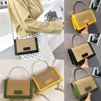 Women Straw PU Patchwork Chain Shoulder Crossbody Travel Handbags Messenger Bag 3 Colors 2019 Summer New
Women Straw PU Patchwork Chain Shoulder Crossbody Travel Handbags Messenger Bag 3 Colors 2019 Summer New