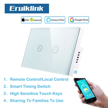 Eruiklink WiFi 2 Gang US Standard Glass Panel Touch Light Switches Wall Smart Light switches works with Alexa for Smart Home
Eruiklink WiFi 2 Gang US Standard Glass Panel Touch Light Switches Wall Smart Light switches works with Alexa for Smart Home