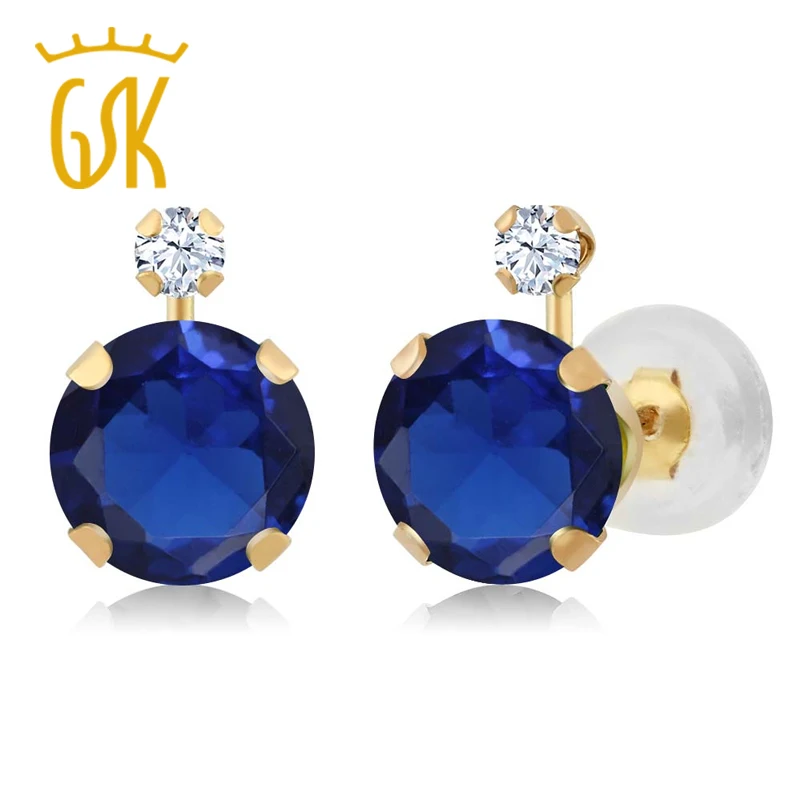 GemStoneKing 2.08 Ct Blue Simulated Sapphire White Created Sapphire 14K Yellow Gold Earrings For Women Fine Jewelry
GemStoneKing 2.08 Ct Blue Simulated Sapphire White Created Sapphire 14K Yellow Gold Earrings For Women Fine Jewelry