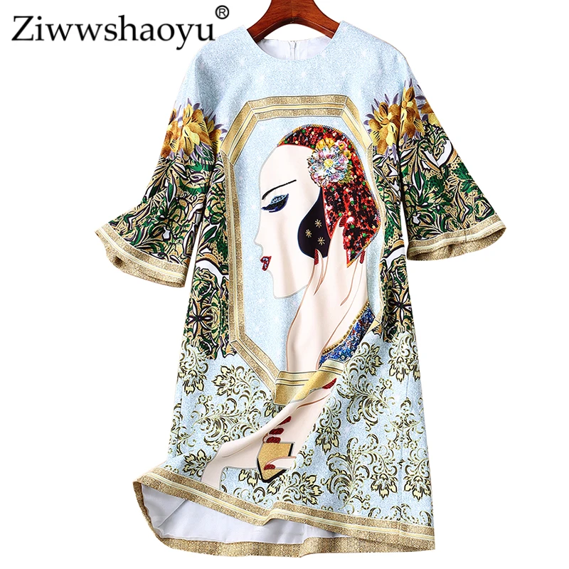 Ziwwshaoyu Vintage Character Print dresses O-Neck Beading Sequined Fashion Loose dress Spring and summer new women's
Ziwwshaoyu Vintage Character Print dresses O-Neck Beading Sequined Fashion Loose dress Spring and summer new women's