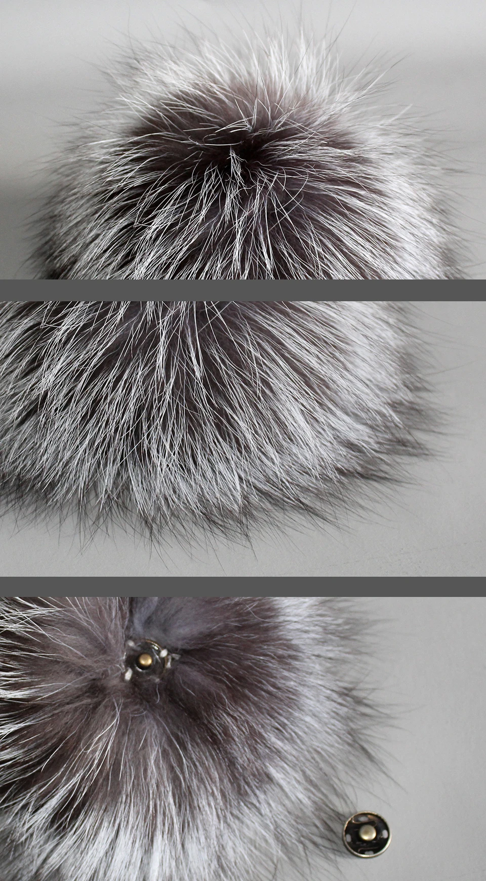 Luxurious 100% Real Silver Fox Fur Pompoms For Winter Hat 15cm Genuine Fur Pom For Bag Hats Cap Scarf Gloves (6)
