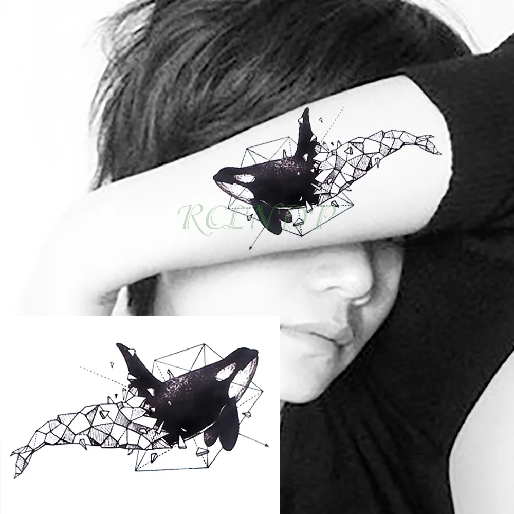 

Waterproof Temporary Tattoo whale shark dolphin paper folding art tatto stickers flash tatoo fake tattoos for girl women kid