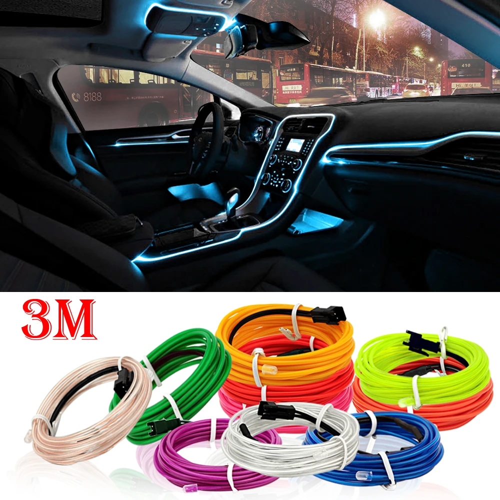 UGOOCA 3 Meters Car Interior Lighting Auto LED Strip Garland EL Wire Rope Tube Line Flexible Neon Light Auto Decorative Lights
UGOOCA 3 Meters Car Interior Lighting Auto LED Strip Garland EL Wire Rope Tube Line Flexible Neon Light Auto Decorative Lights
