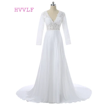 Beach Vestido De Noiva Wedding Dresses A-line V-neck Long Sleeves Chiffon Lace Backless Cheap Wedding Gown Bridal Dresses
Beach Vestido De Noiva Wedding Dresses A-line V-neck Long Sleeves Chiffon Lace Backless Cheap Wedding Gown Bridal Dresses