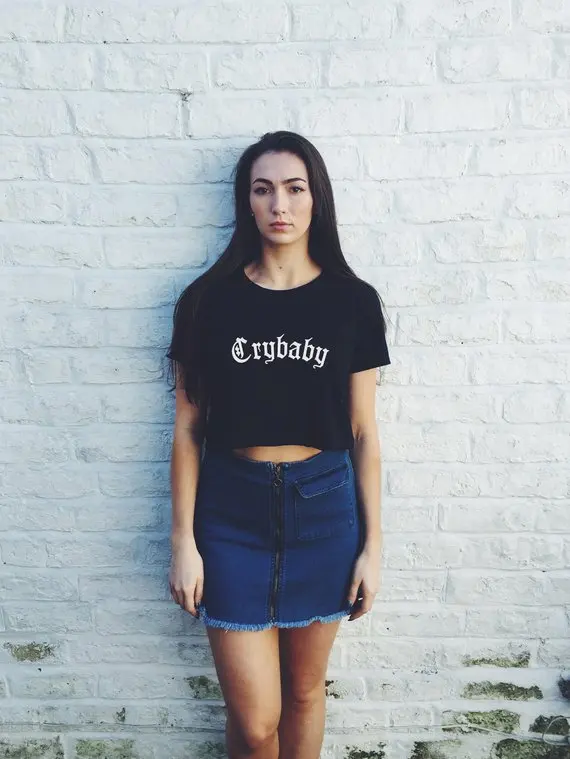 Sugarbaby Crybaby Cropped Tops Girls Graphic Print Tee Women Hipster Punk Goth Swag Kawaii Music Slogan t-shirt Drop ship
Sugarbaby Crybaby Cropped Tops Girls Graphic Print Tee Women Hipster Punk Goth Swag Kawaii Music Slogan t-shirt Drop ship