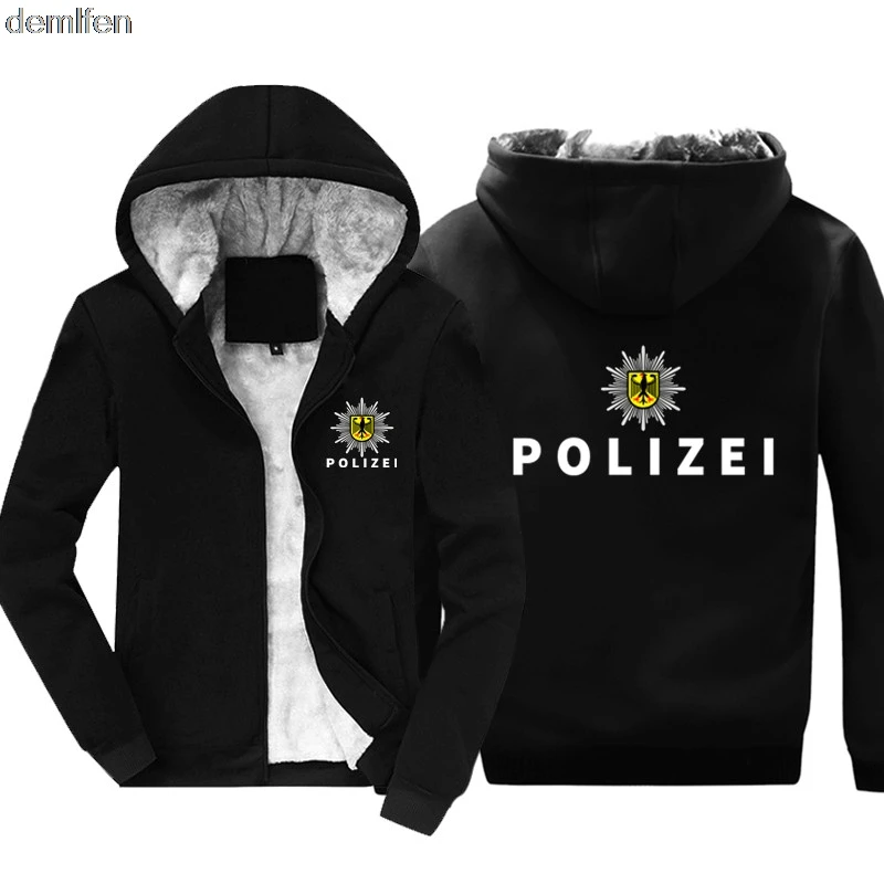 Новые полицейские толстовки Polizei для мужчин хлопковое сохраняющее тепло пальто