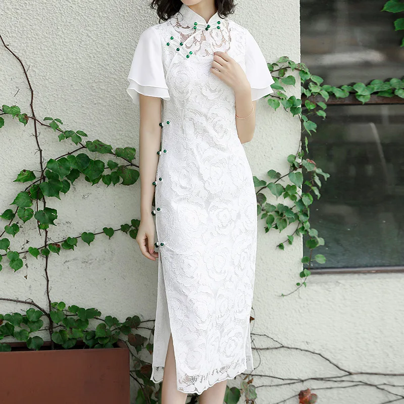 New 2019 Women's Mandarin Collar Slim Pencil Dresses Lace Chinese Style White Elegant Dresses Female High End Clothing
New 2019 Women's Mandarin Collar Slim Pencil Dresses Lace Chinese Style White Elegant Dresses Female High End Clothing