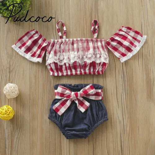 Neugeborene Baby Mädchen Spitze Plaid Tops Bowknot Denim Shorts Outfits Kleidung
Neugeborene Baby Mädchen Spitze Plaid Tops Bowknot Denim Shorts Outfits Kleidung