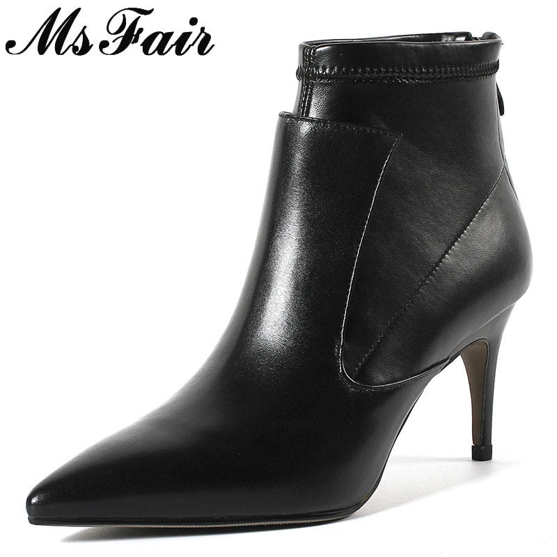 MsFair Pointed Toe High Heel Women Boots Genuine Leather Metal Zipper Ankle Boots Woman Winter Thin Heel Ankle Boots Women Shoes
MsFair Pointed Toe High Heel Women Boots Genuine Leather Metal Zipper Ankle Boots Woman Winter Thin Heel Ankle Boots Women Shoes