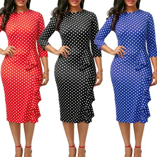 New Fashion Womens OL Office Dot Printed Formal Business Wear Evening Party Career Pencil Dress
New Fashion Womens OL Office Dot Printed Formal Business Wear Evening Party Career Pencil Dress