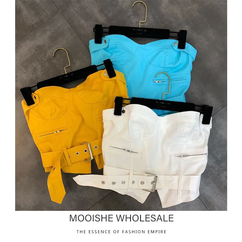 2019 Summer New Belt Decorative Pocket Decoration Small Woman Tube Top Vest Female
2019 Summer New Belt Decorative Pocket Decoration Small Woman Tube Top Vest Female