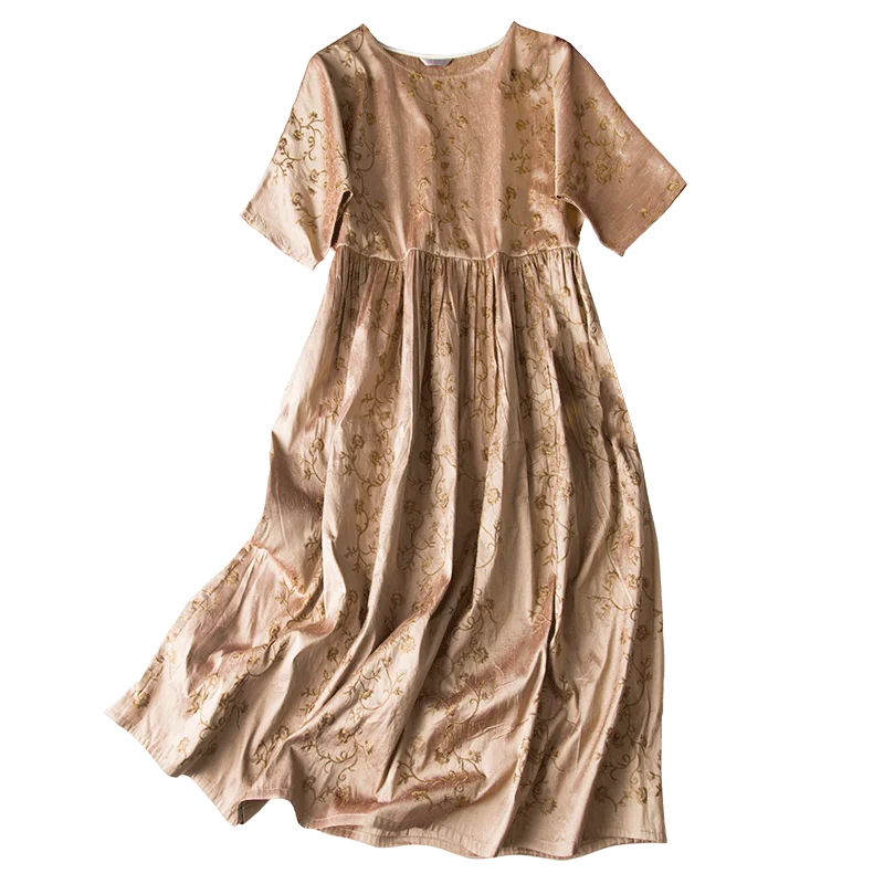 Shuchan Embroidery Natural Silk Dress A-Line Mid-Calf Elegant Women Dress Korean Vestidos Largos De Verano High Quality A0068
Shuchan Embroidery Natural Silk Dress A-Line Mid-Calf Elegant Women Dress Korean Vestidos Largos De Verano High Quality A0068