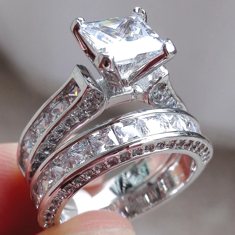 GR.NERH Silver Color 2 Rings Set Cubic Zirconia Jewelry For Women Ring Chirstmas Gift
GR.NERH Silver Color 2 Rings Set Cubic Zirconia Jewelry For Women Ring Chirstmas Gift