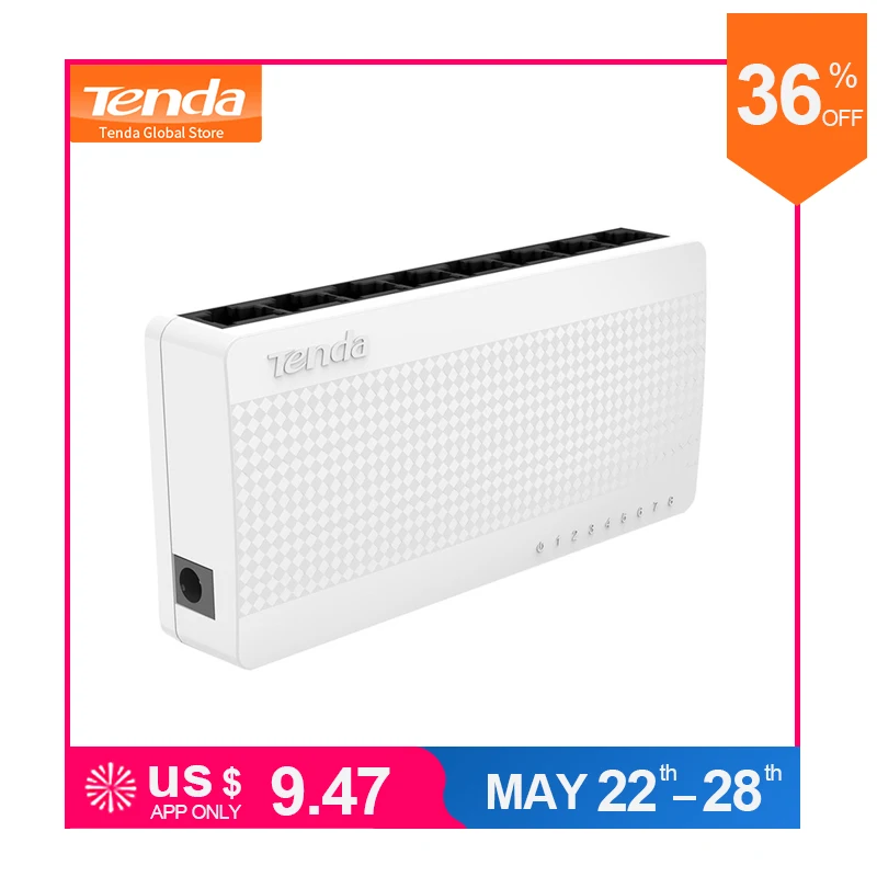Tenda S108 Ethernet Switch, 8 Port Desktop Ethernet Network Switch,10/100Mbps LAN Hub,Small and Smart,Plug and Play,Easy Setup
Tenda S108 Ethernet Switch, 8 Port Desktop Ethernet Network Switch,10/100Mbps LAN Hub,Small and Smart,Plug and Play,Easy Setup