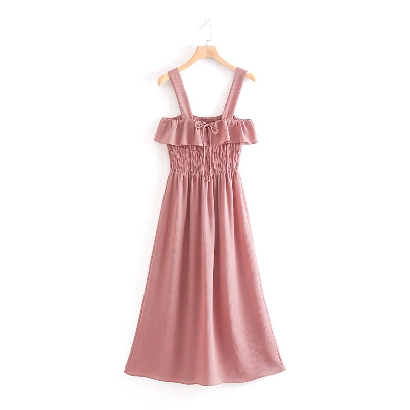 Summer Women Sling Chiffon Dress Slash Neck Women Casual Sleeveless Solid Bohomian Ruffle Dress Vintage A-Line Slim Sundress
Summer Women Sling Chiffon Dress Slash Neck Women Casual Sleeveless Solid Bohomian Ruffle Dress Vintage A-Line Slim Sundress