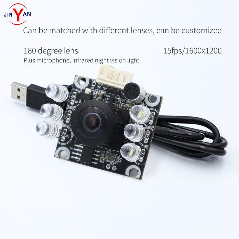 2 million high-definition wide-angle camera module with built-in microphone with night vision USB2.0180 degree wide-angle lens
2 million high-definition wide-angle camera module with built-in microphone with night vision USB2.0180 degree wide-angle lens