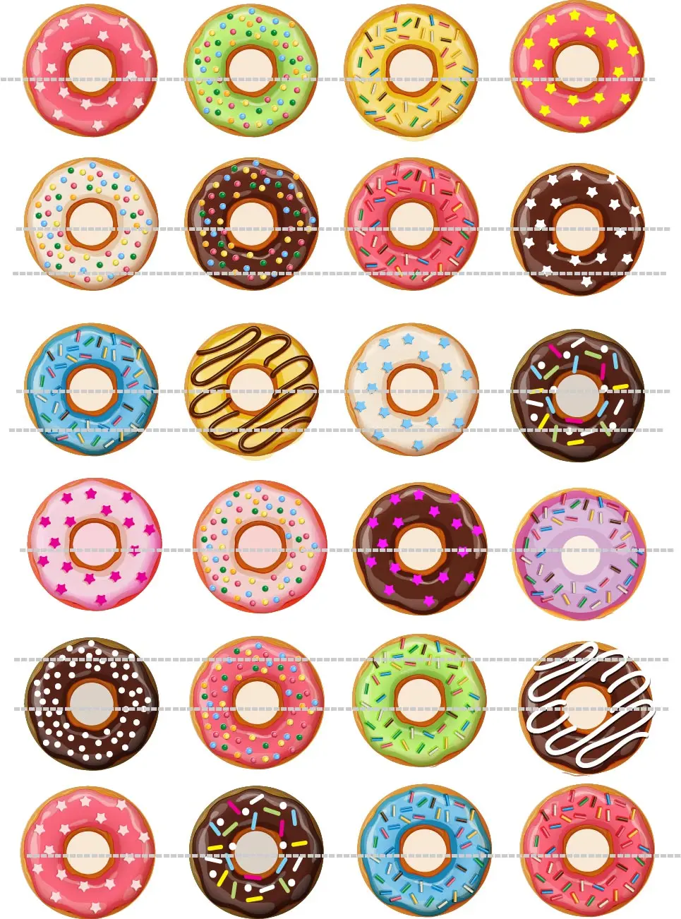 24 Donut Edible cake topper wafer rice paper Cupcake Cookie topper Birthday Baby Shower wedding cake decoration party supply
24 Donut Edible cake topper wafer rice paper Cupcake Cookie topper Birthday Baby Shower wedding cake decoration party supply