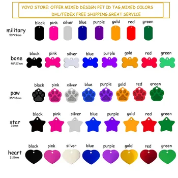 hot sale id pet tags anodized aluminum dog tags mixed colors assorted types free shipping
hot sale id pet tags anodized aluminum dog tags mixed colors assorted types free shipping