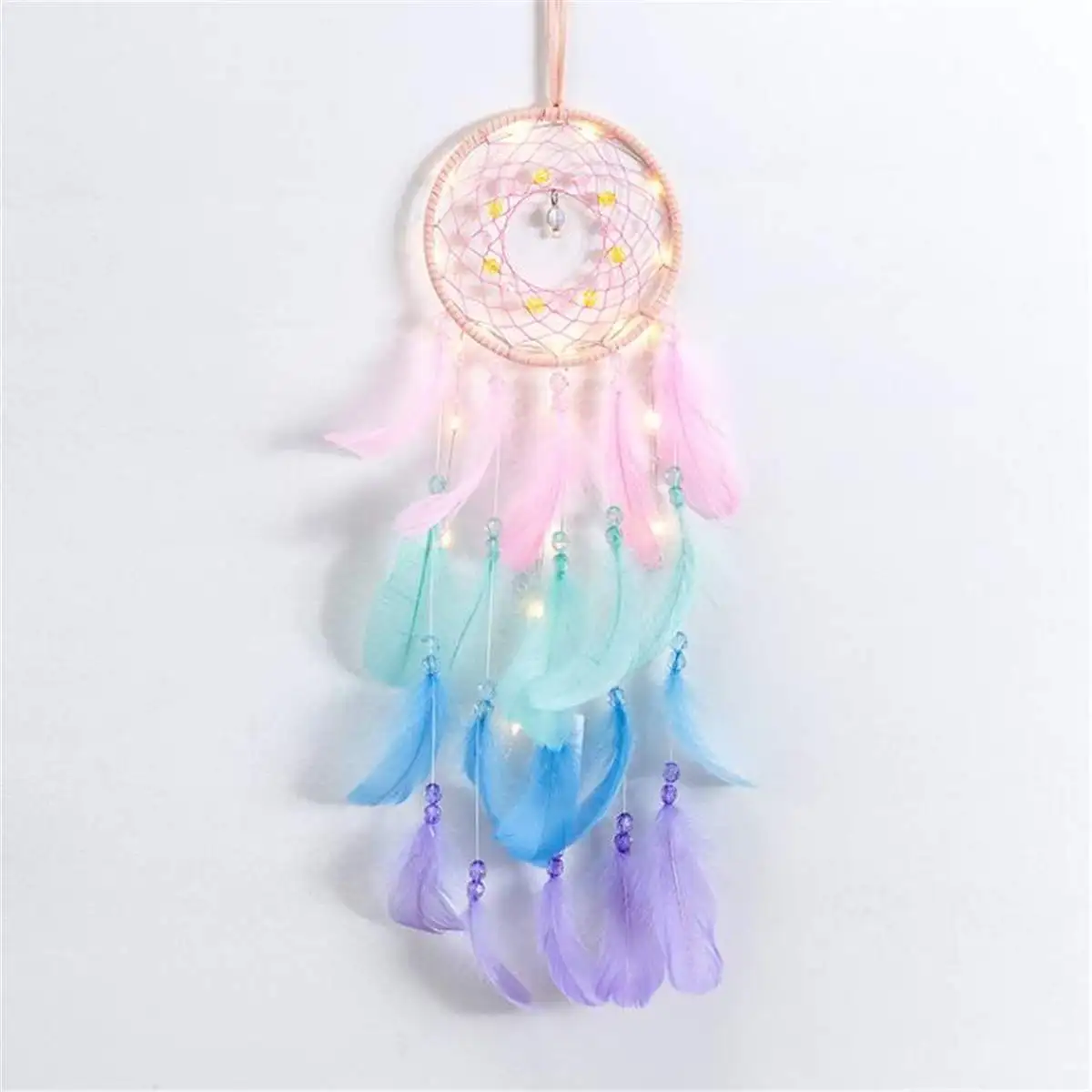 Nordic Style Dreamcatcher Wind Chimes Feather Pendant Dream Catcher with String Light Bedroom Living Room Wall Decor Gift
Nordic Style Dreamcatcher Wind Chimes Feather Pendant Dream Catcher with String Light Bedroom Living Room Wall Decor Gift