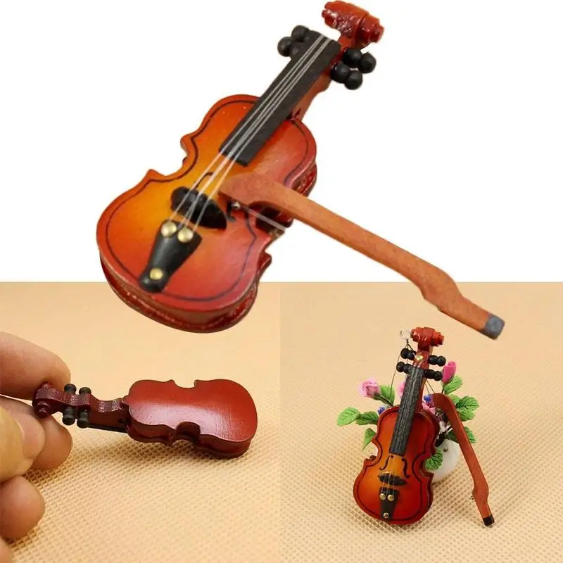 1:12 Dollhouse Miniature Violin Musical Instruments Collection DIY Decor Gift s`