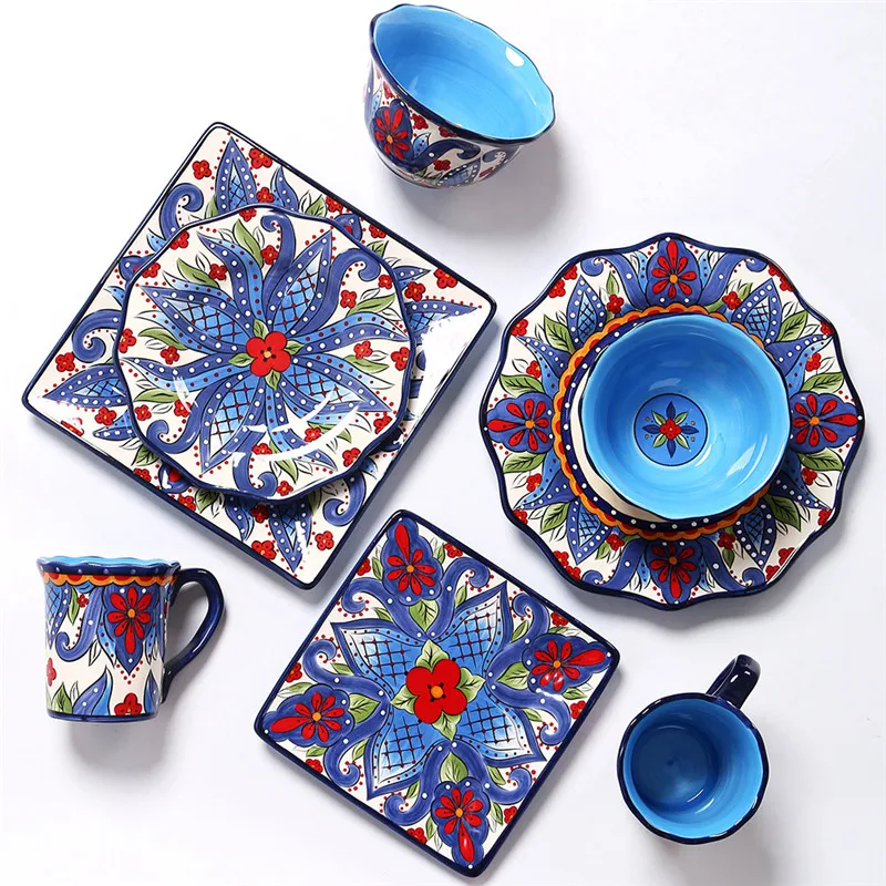 European Creative Ceramic Dinnerware Sets Hand-painted Tableware Western Steak Round and Square Plate Mug Fruit Salad Rice Bowl
European Creative Ceramic Dinnerware Sets Hand-painted Tableware Western Steak Round and Square Plate Mug Fruit Salad Rice Bowl