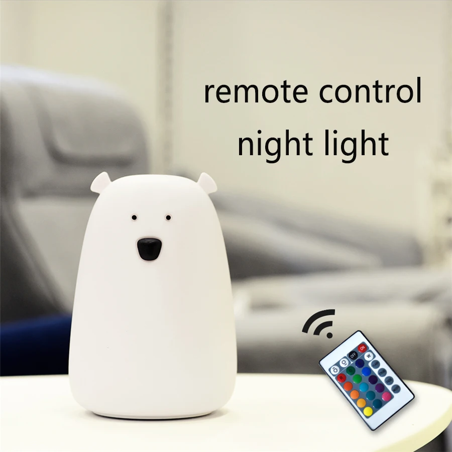 Remote Control Silicone LED Night Light Bedside Lamp Bear Color Light Children Cute Night Lamp Bedroom Kid Light Gift Toy
Remote Control Silicone LED Night Light Bedside Lamp Bear Color Light Children Cute Night Lamp Bedroom Kid Light Gift Toy