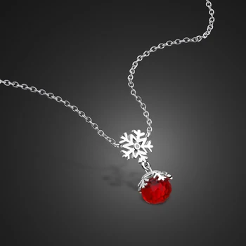 Fashion 100% 925 sterling silver snowflake necklace exquisite red Crystal ball pendant Chokers Women & Girls Silver jewelry Gift
Fashion 100% 925 sterling silver snowflake necklace exquisite red Crystal ball pendant Chokers Women & Girls Silver jewelry Gift