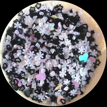20g Multi Shape Mix Black White 3-5mm Star Heart Snowflake Sequins Paillettes for Nail Art manicure/wedding decoration confetti
20g Multi Shape Mix Black White 3-5mm Star Heart Snowflake Sequins Paillettes for Nail Art manicure/wedding decoration confetti