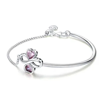 925 Sterling Silver Elegant Clover Love Pink CZ Bracelets & Bangles for Women Original Sterling Silver Jewelry SCB092
925 Sterling Silver Elegant Clover Love Pink CZ Bracelets & Bangles for Women Original Sterling Silver Jewelry SCB092