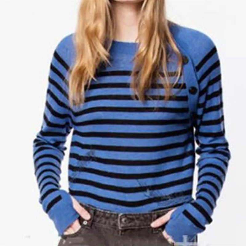 2019 Autumn Women Knitwear New Blue/White ladies Sweater pullover knitted tops stripe type casual
2019 Autumn Women Knitwear New Blue/White ladies Sweater pullover knitted tops stripe type casual