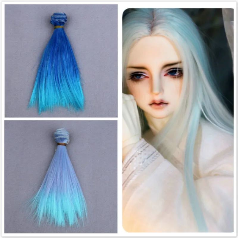 Doll Lake Green Long Wave Wig Hairpiece Toy Head Hair for Dolls 15cm Wig