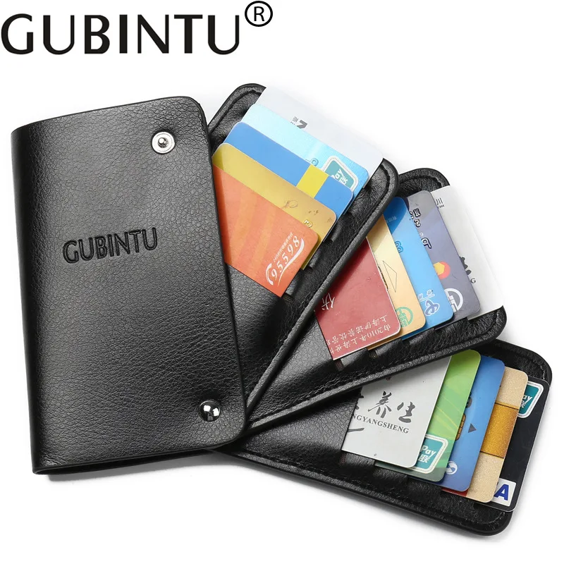 GUBINTU Leather Card Holder Wallets With 30 Card Slots Rfid Wallet Card Rotate Men Credit Card Holders