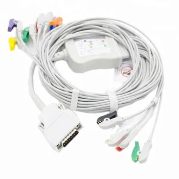 

For Mortara ELI 100 ELI 200 ELI 50 10 lead 12-channel One-piece ECG EKG cable and leadwires DB15 pin Resistance 4.7K OHM IEC