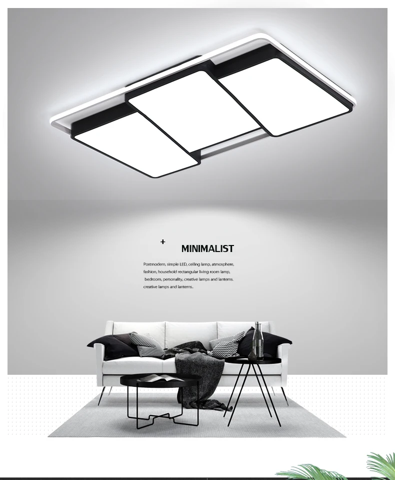 Black White Modern LED Chandelier Lighting For Living Dining Room Bedroom Acrylic Lustre Luminaria Lampadario Ceiling Chandeliers 2