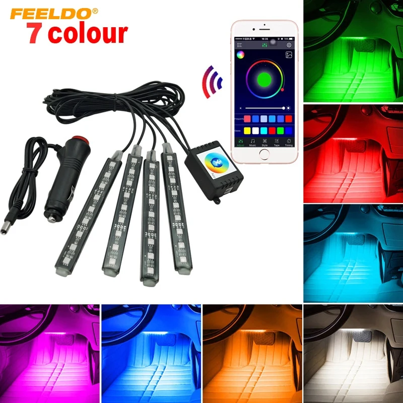 FEELDO 4pcs/set Car Blutooth APP Intelligent Control Decorative LED Atmosphere Neon Light RGB Car Interior Footwell Light #4561
FEELDO 4pcs/set Car Blutooth APP Intelligent Control Decorative LED Atmosphere Neon Light RGB Car Interior Footwell Light #4561