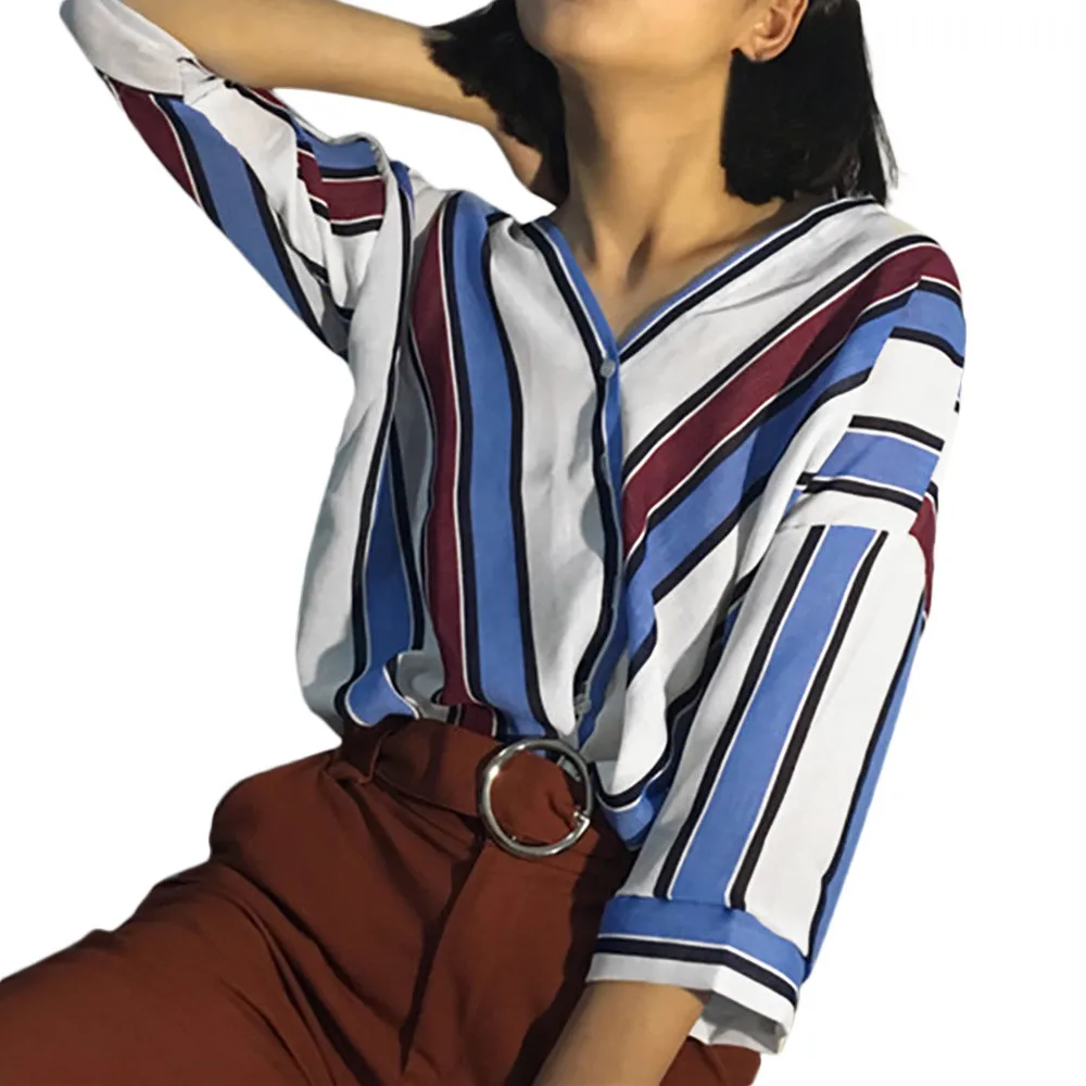 Fashion Women Casual Stripe Button Sleeve Blouse Women's Casual Striped Long Sleeve
Fashion Women Casual Stripe Button Sleeve Blouse Women's Casual Striped Long Sleeve